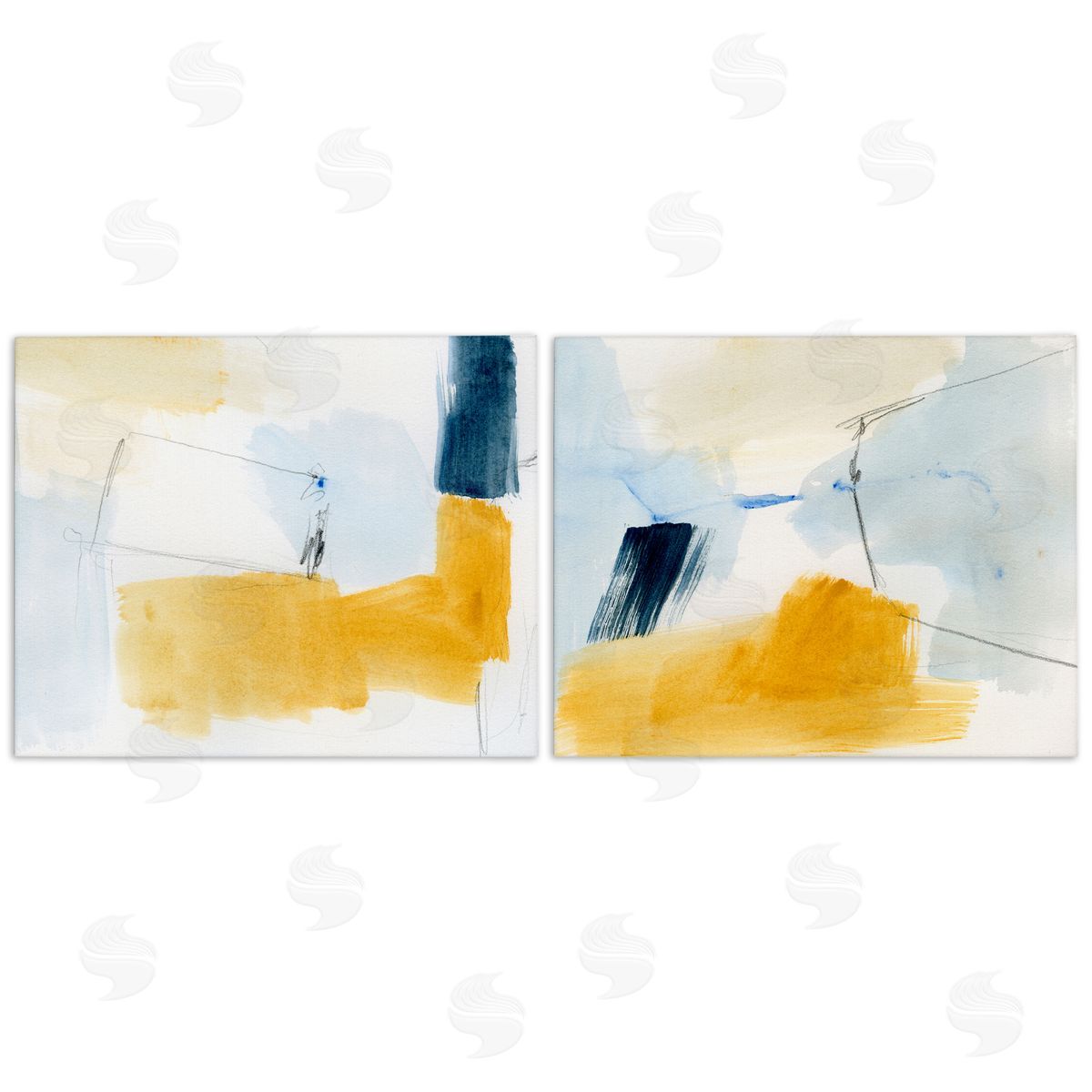 Victoria Barnes Yellow Patchy Abstract  Canvas Wall Art Print