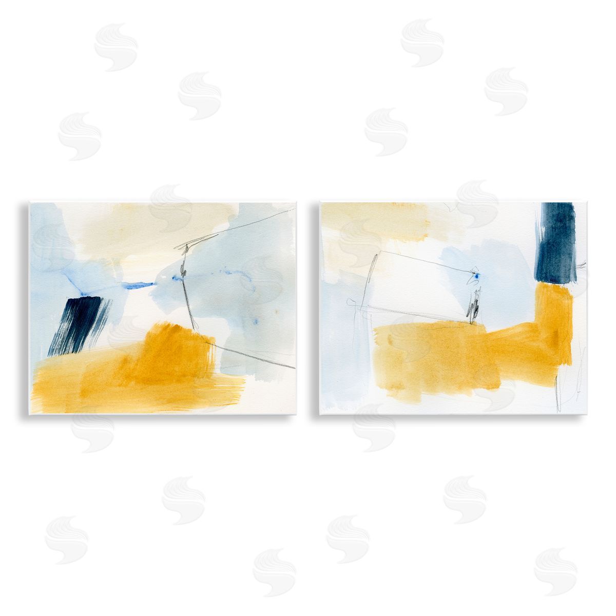 Victoria Barnes Yellow Patchy Abstract  Wooden Wall Plaque Art Print