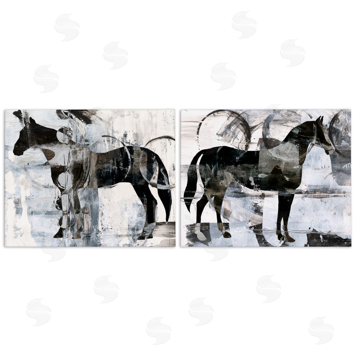 Ethan Harper Abstract Horse Silhouette Circles Canvas Wall Art Print