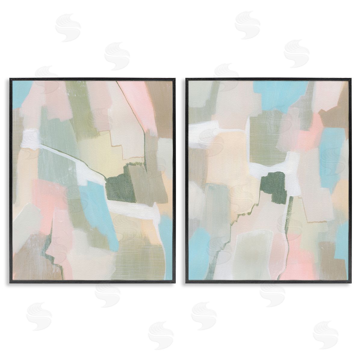 Grace Popp Patchy Muted Pastel Abstract  Black Framed Giclee Wall Art Print