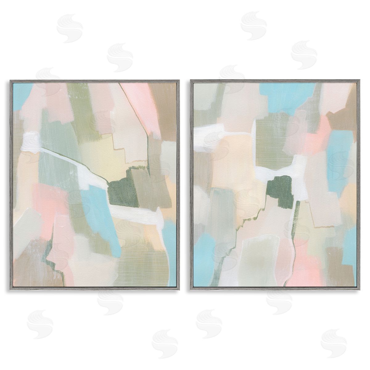 Grace Popp Patchy Muted Pastel Abstract  Gray Framed Giclee Wall Art Print
