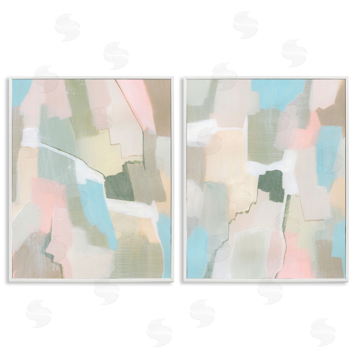 Grace Popp Patchy Muted Pastel Abstract  White Framed Giclee Wall Art Print