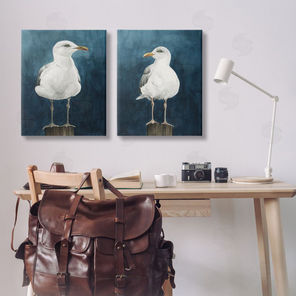 Grace Popp Seagull Standing on Log Canvas Wall Art Print in Room