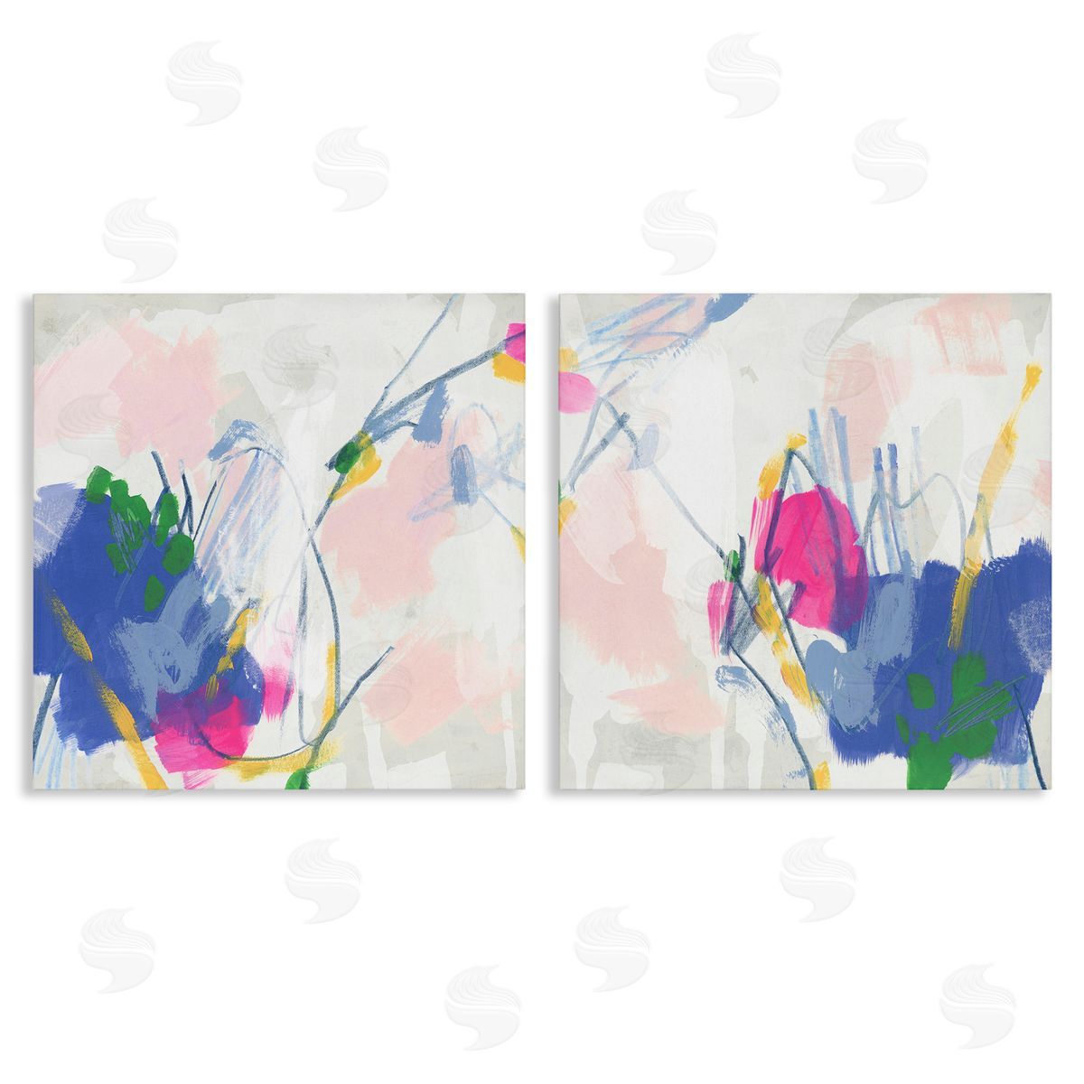 June Erica Vess Pink Blue Pop Abstract  Canvas Wall Art Print