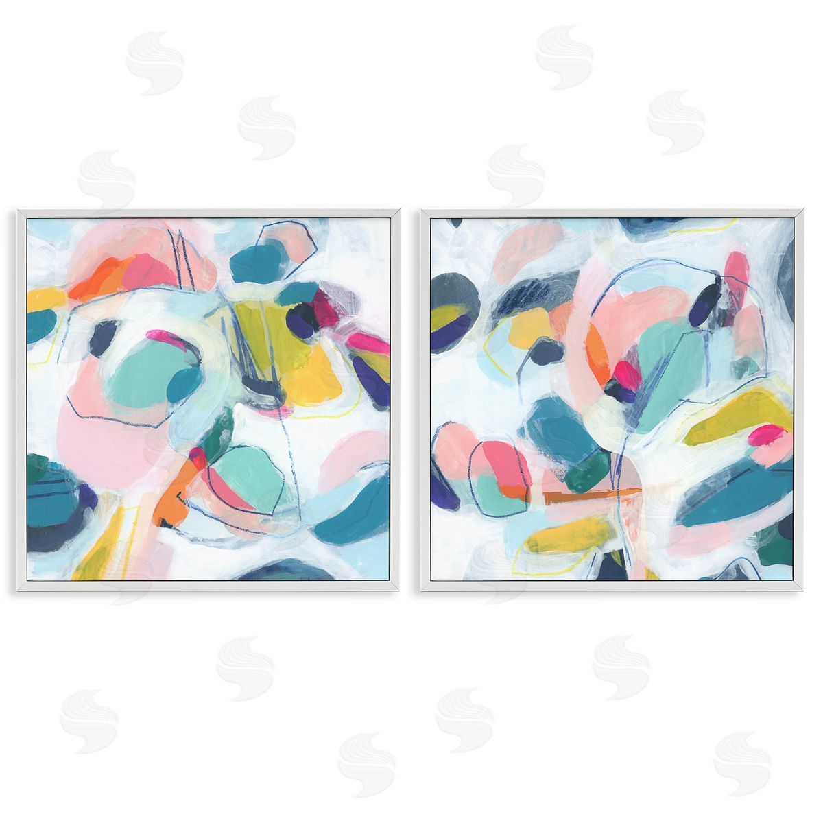 June Erica Vess Eye-catching Abstract Pastels  White Framed Giclee Wall Art Print
