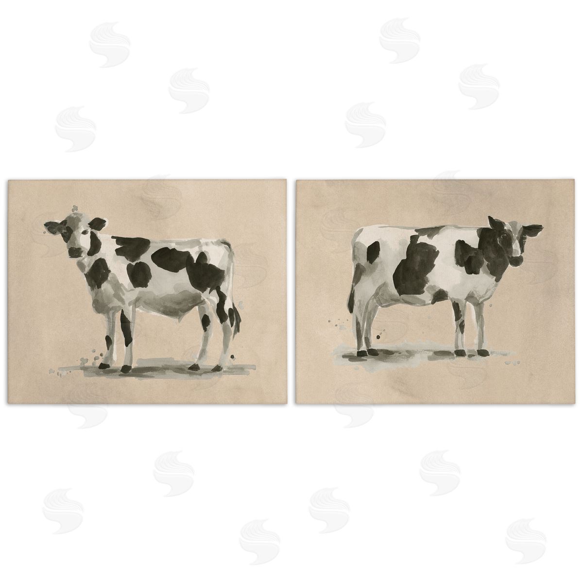 June Erica Vess Beige Holstein Cow Portrait Canvas Wall Art Print