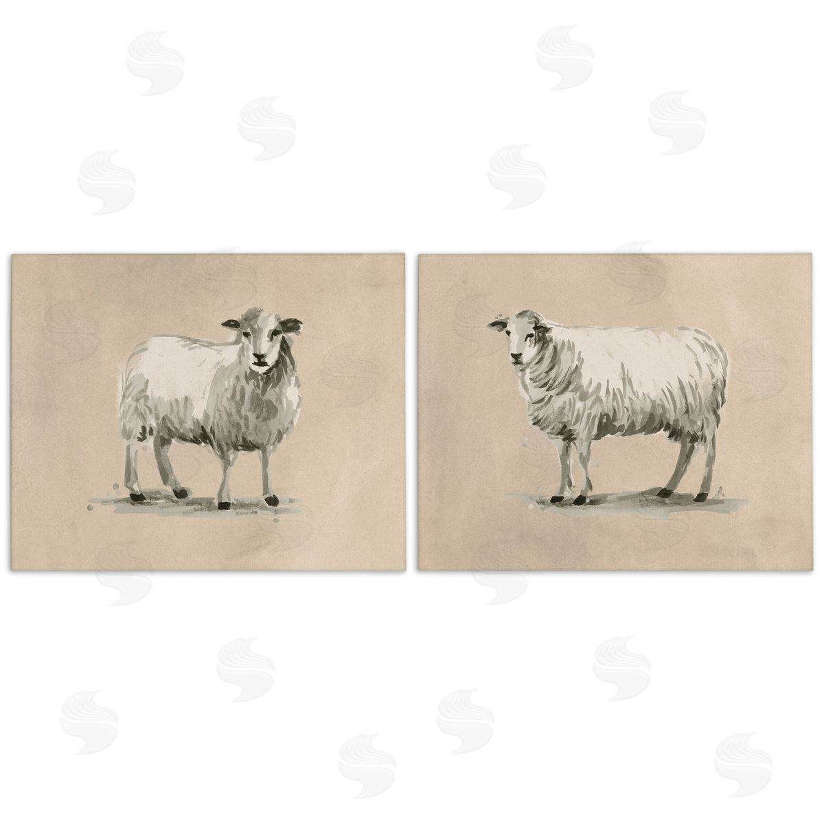 June Erica Vess Beige Sheep Portrait Canvas Wall Art Print