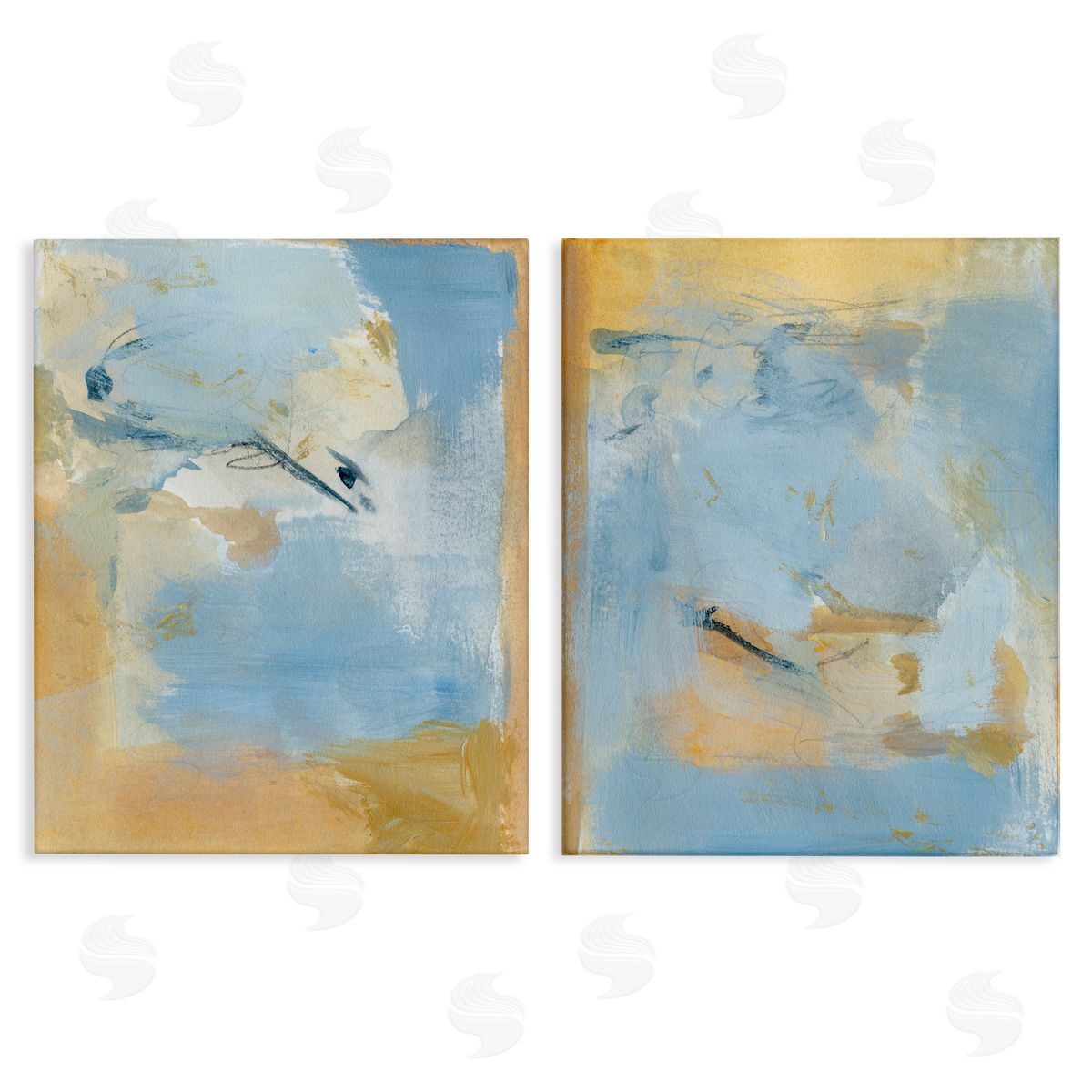 Victoria Barnes Light Blue Pastel Gold  Canvas Wall Art Print