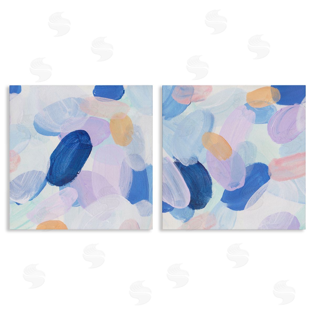Melissa Wang Oval Lavender Blue Abstract  Canvas Wall Art Print