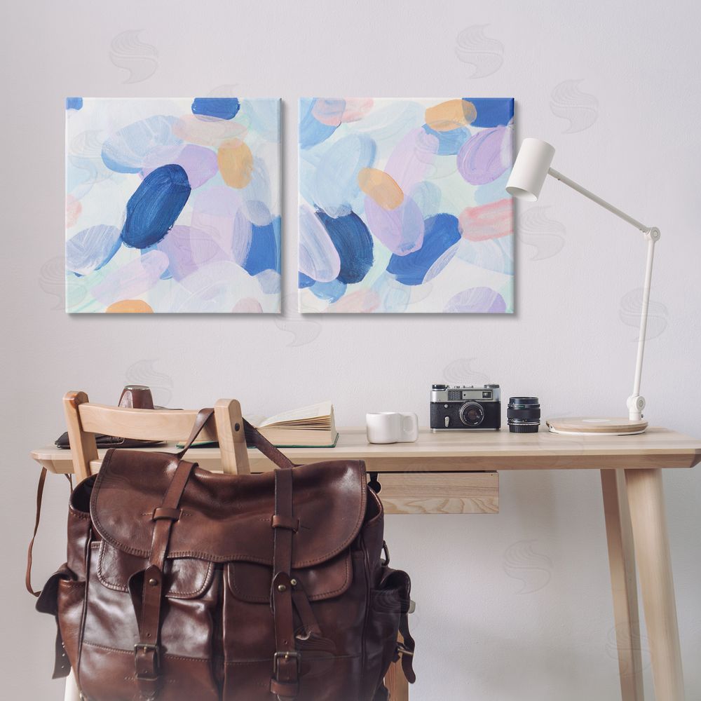 Melissa Wang Oval Lavender Blue Abstract  Canvas Wall Art Print in Room