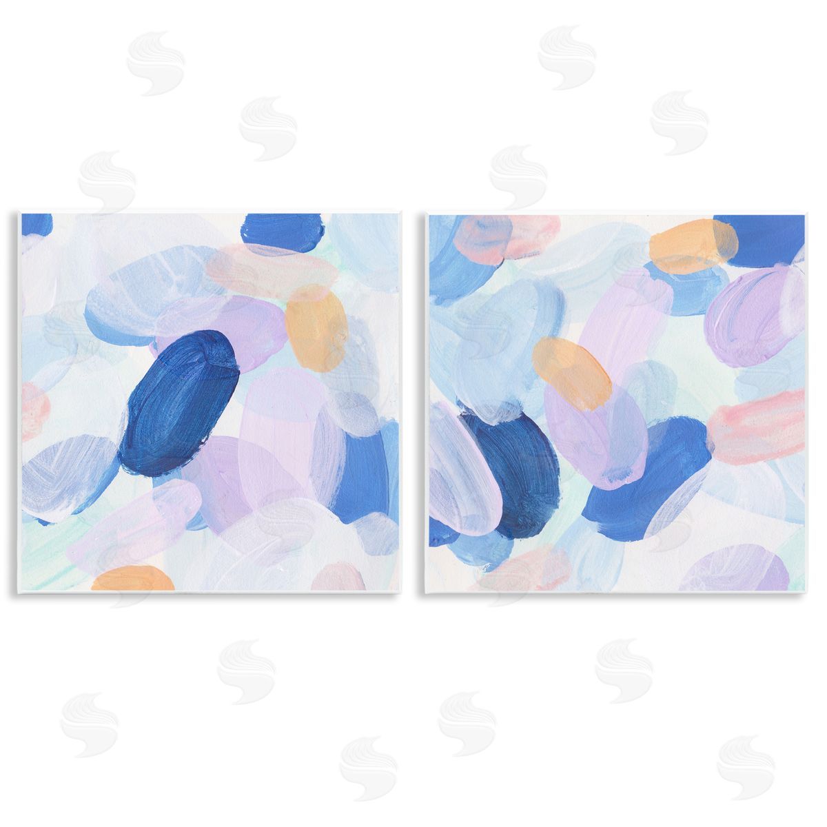 Melissa Wang Oval Lavender Blue Abstract  Wooden Wall Plaque Art Print