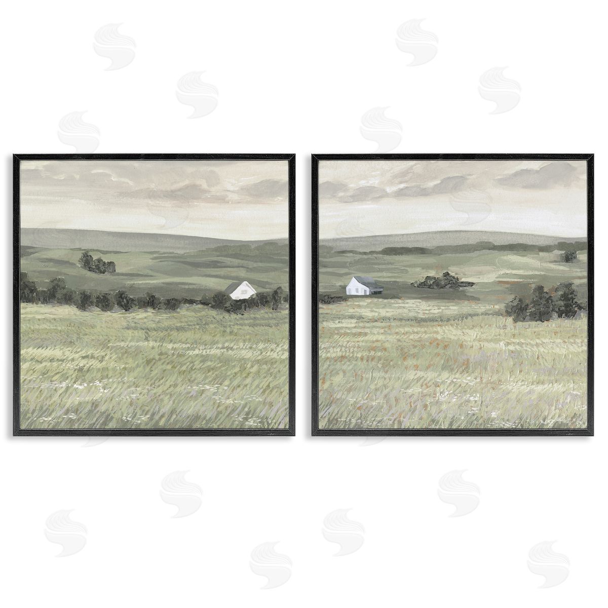 Victoria Borges Traditional Distant Farmhouse Field  Black Framed Giclee Wall Art Print