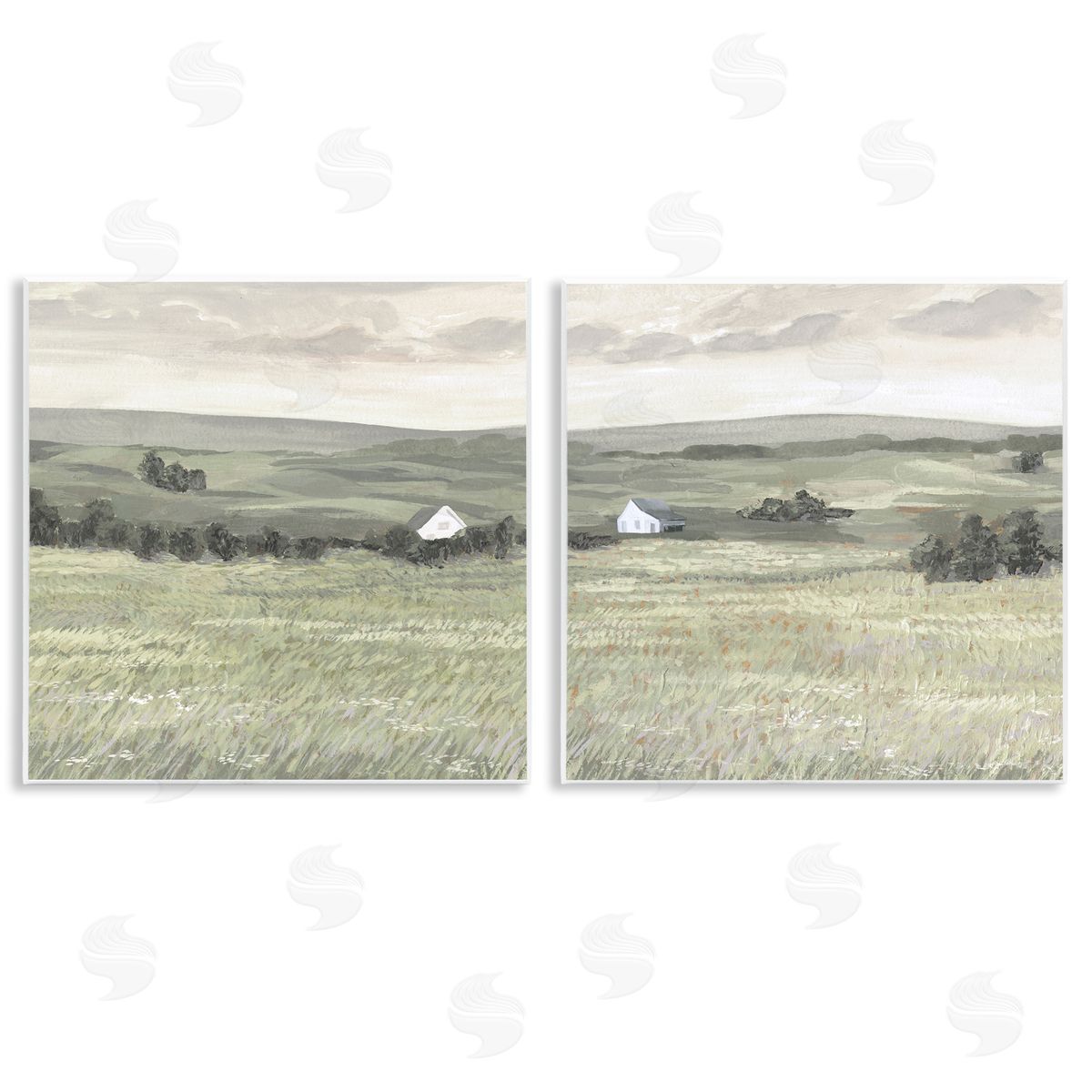 Victoria Borges Traditional Distant Farmhouse Field  Wooden Wall Plaque Art Print