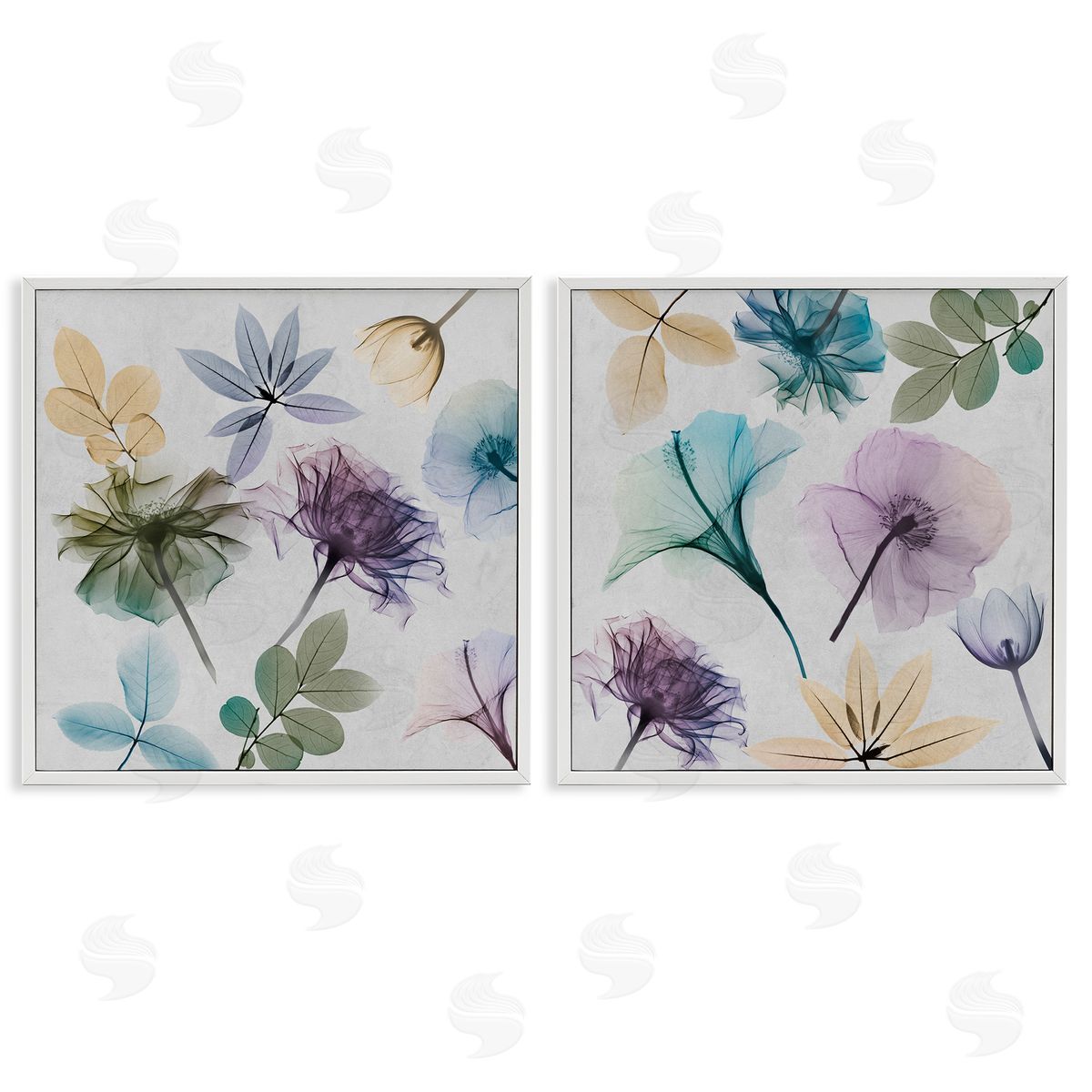 Albert Koetsier X-Ray Floral Collage White Framed Giclee Wall Art Print