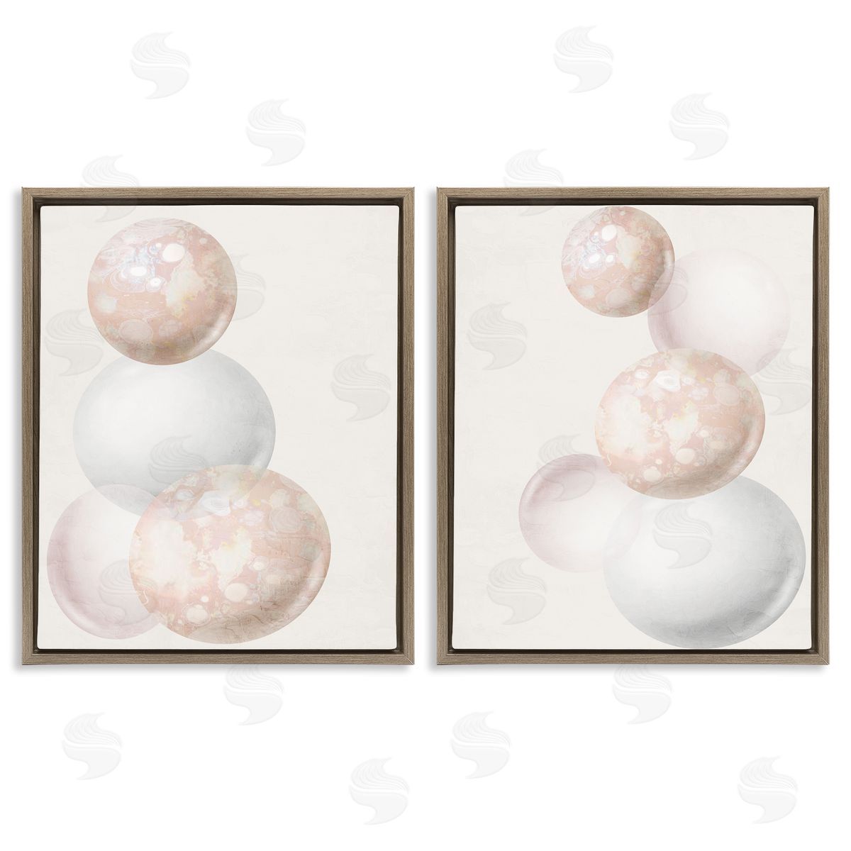 Anne Bailey Stacked Spheres Speckled  Brown Floating Frame Canvas Wall Art Print
