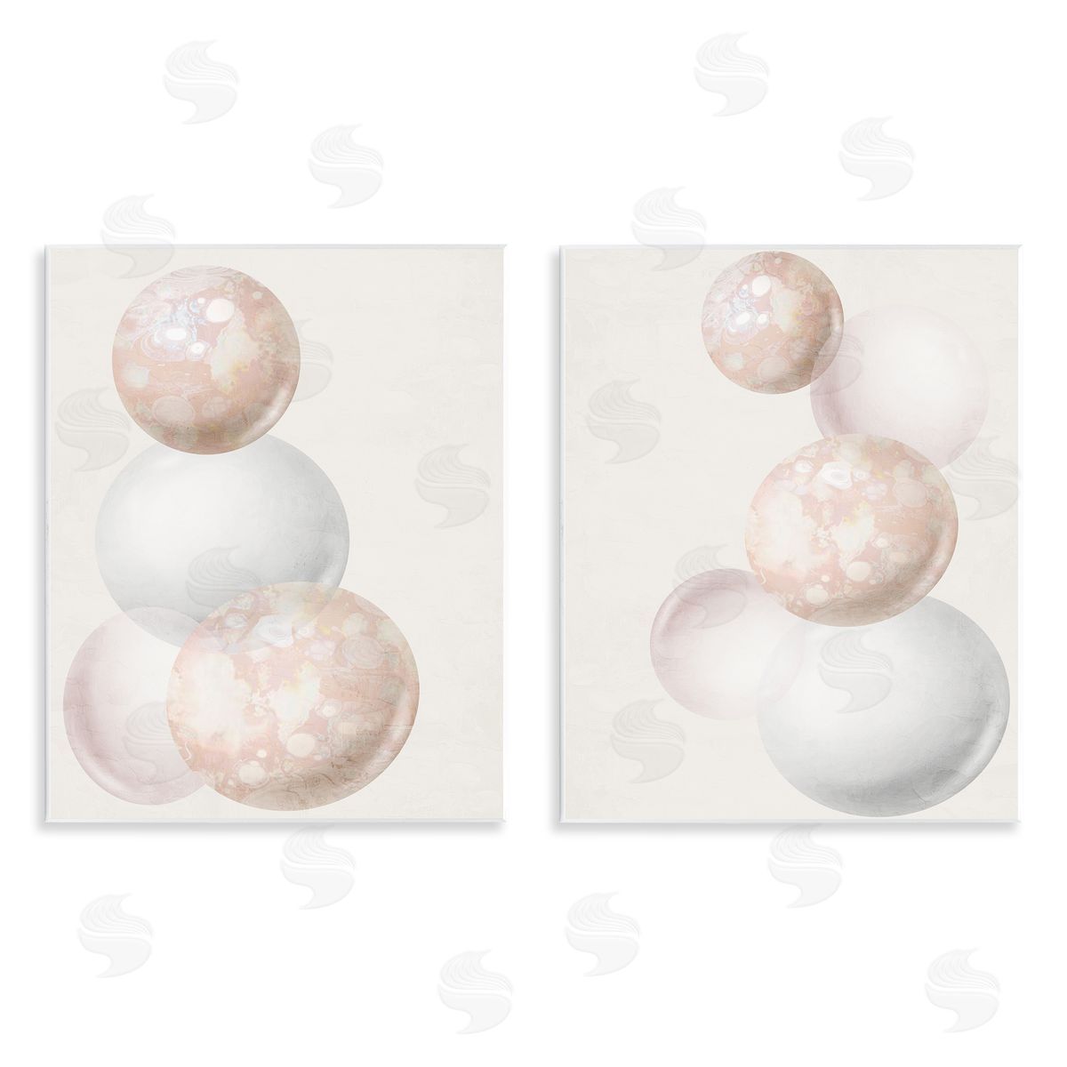 Anne Bailey Stacked Spheres Speckled  Wooden Wall Plaque Art Print