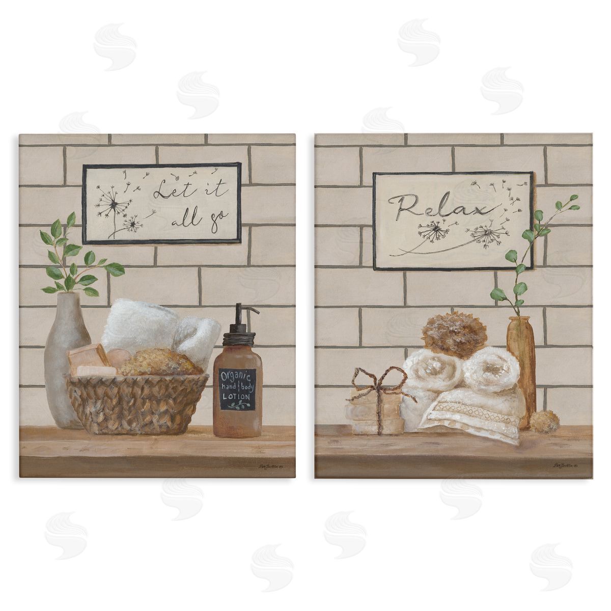 Pam Britton Go Relax Traditional Bathroom  Canvas Wall Art Print