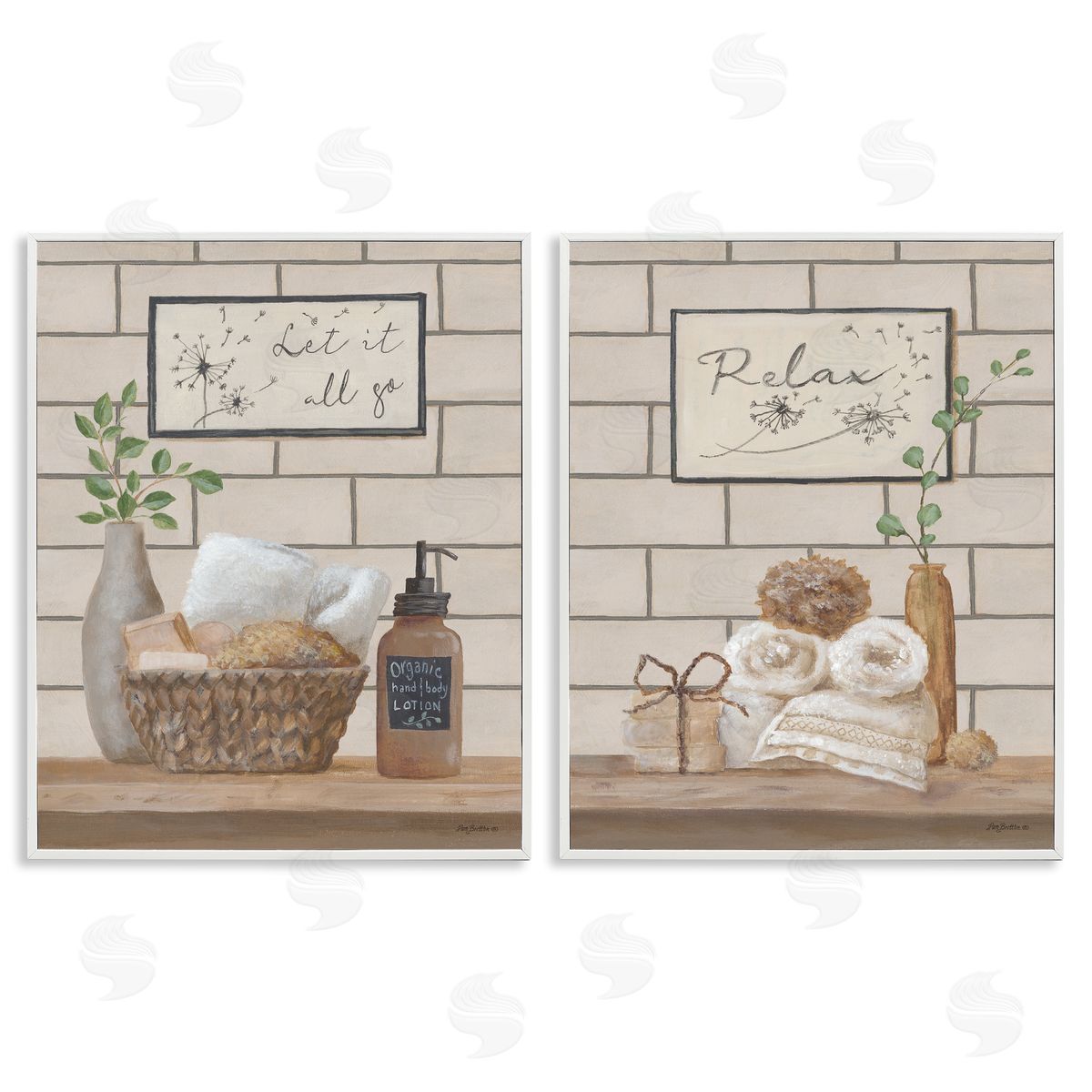 Pam Britton Go Relax Traditional Bathroom  White Framed Giclee Wall Art Print
