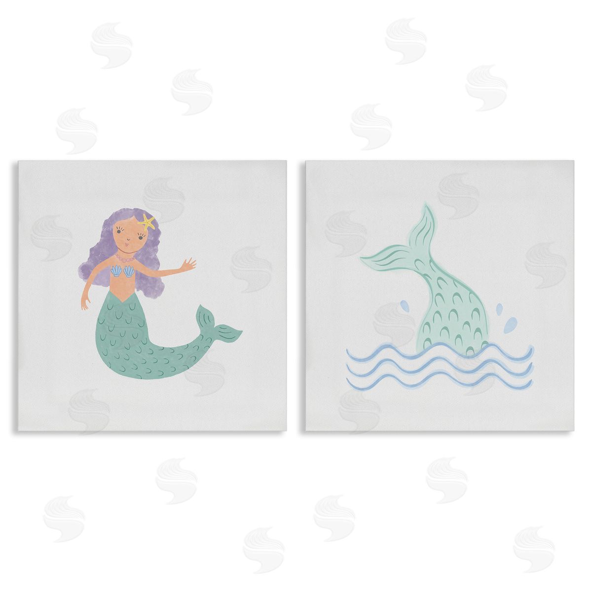 Carrie Cantwell Ocean Mermaid Splash  Canvas Wall Art Print