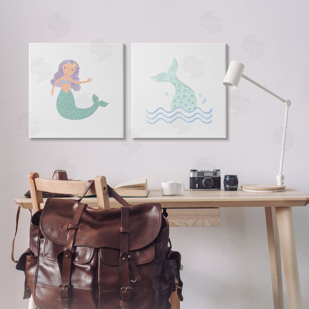Carrie Cantwell Ocean Mermaid Splash  Canvas Wall Art Print in Room