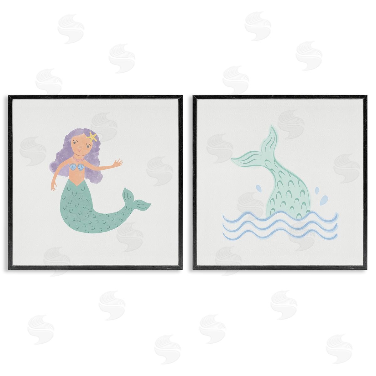 Carrie Cantwell Ocean Mermaid Splash  Black Framed Giclee Wall Art Print