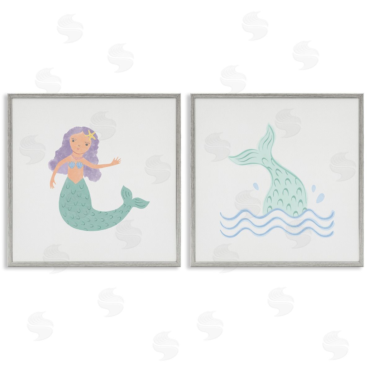 Carrie Cantwell Ocean Mermaid Splash  Gray Framed Giclee Wall Art Print