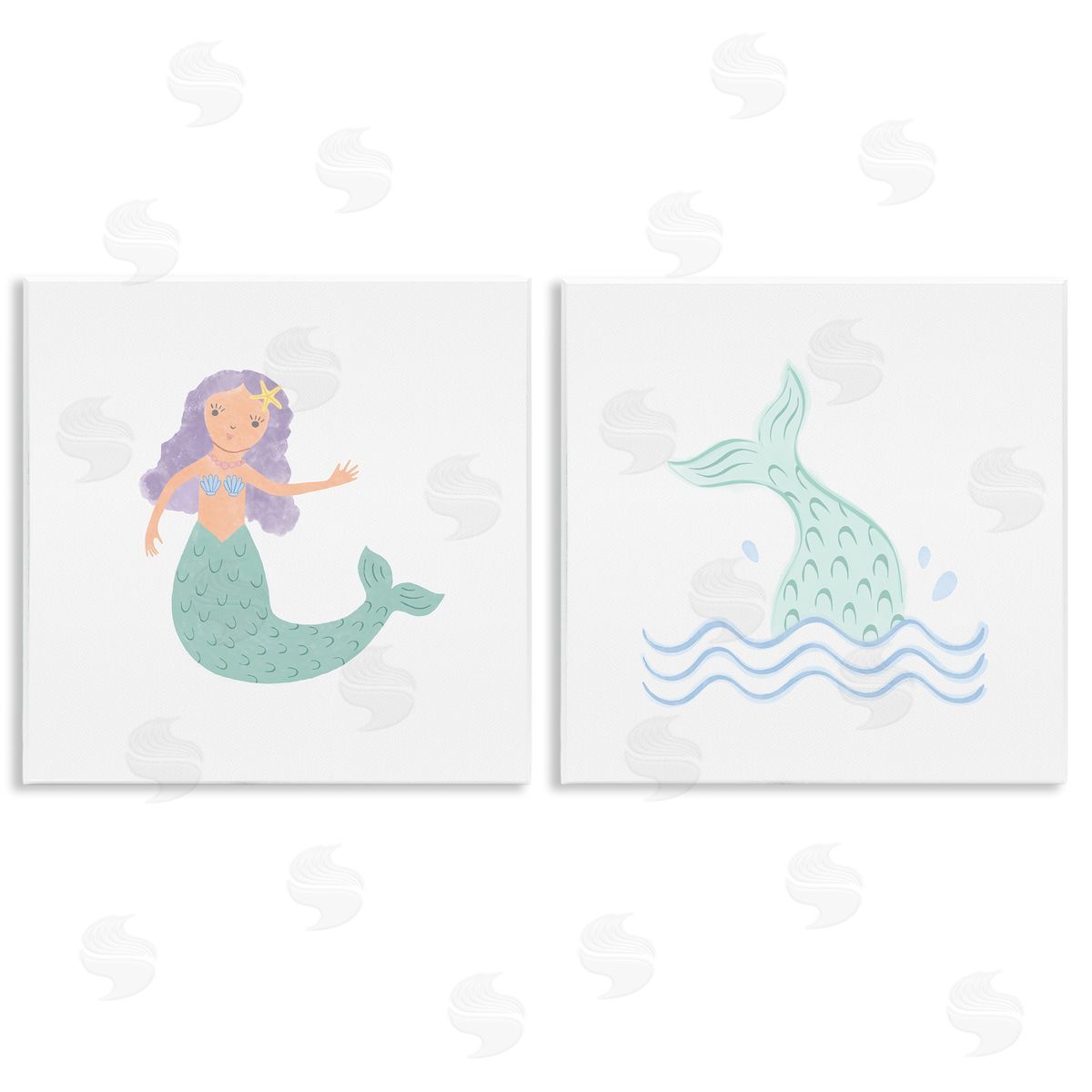 Carrie Cantwell Ocean Mermaid Splash  Wooden Wall Plaque Art Print