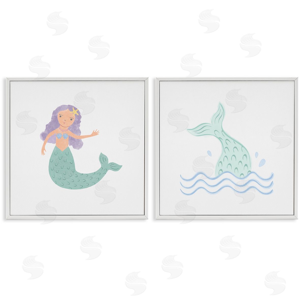 Carrie Cantwell Ocean Mermaid Splash  White Framed Giclee Wall Art Print
