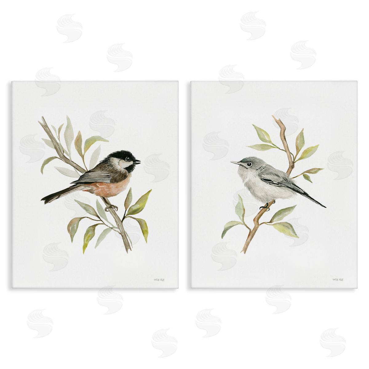 Cindy Jacobs Small Birds on Branches Canvas Wall Art Print
