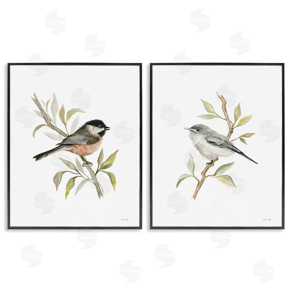 Cindy Jacobs Small Birds on Branches Black Framed Giclee Wall Art Print