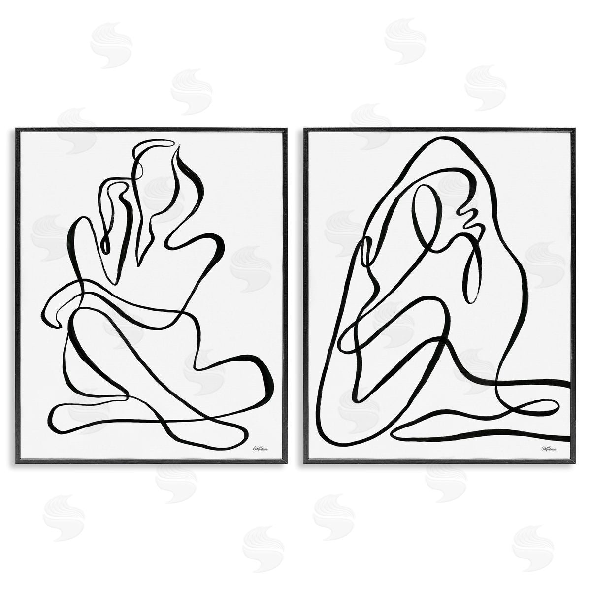Cat Thurman Designs Minimalist Female Figure Black Framed Giclee Wall Art Print