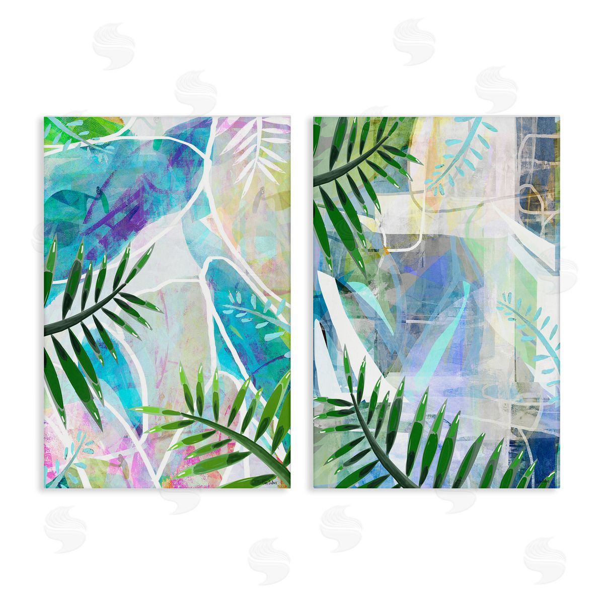 Lori Dubois Abstract Pastel Palm Shapes Canvas Wall Art Print