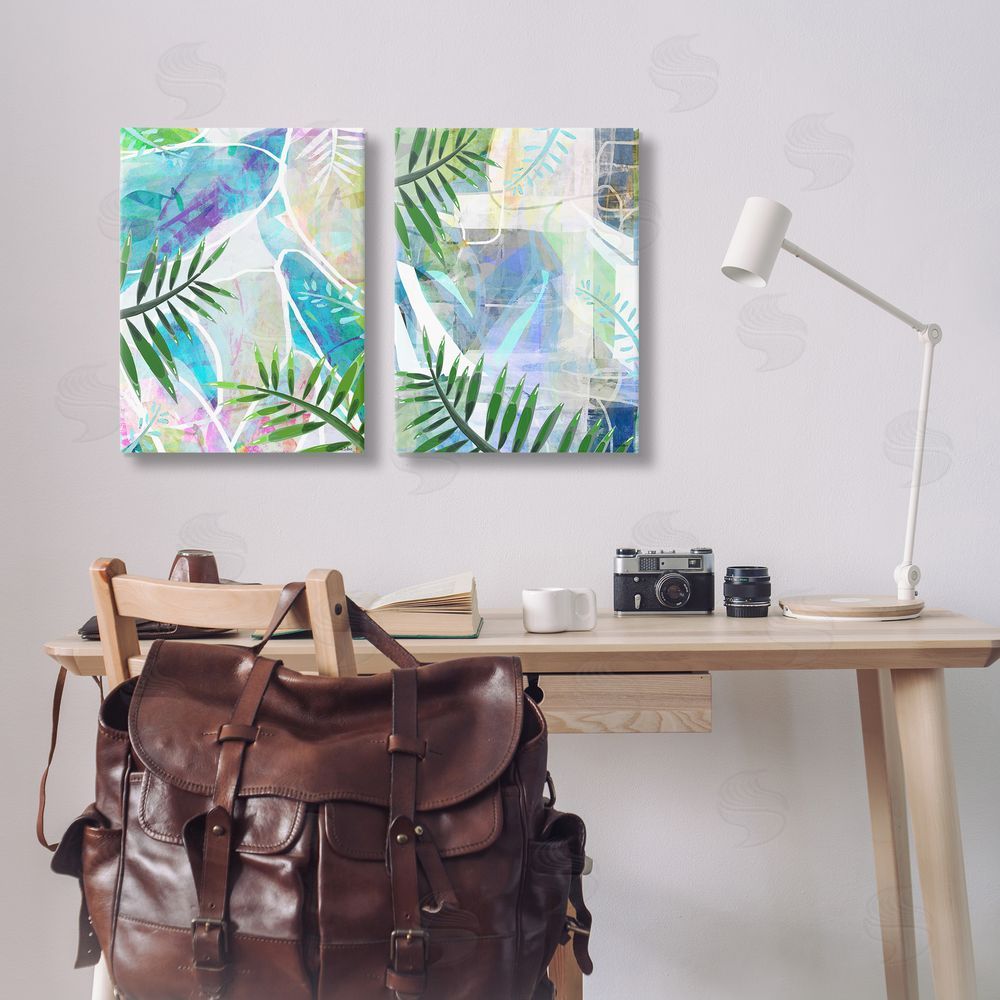 Lori Dubois Abstract Pastel Palm Shapes Canvas Wall Art Print in Room