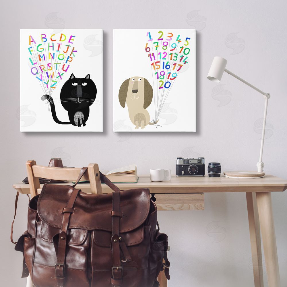 Carla Daly Cat Dog Alphabet Numbers  Canvas Wall Art Print in Room