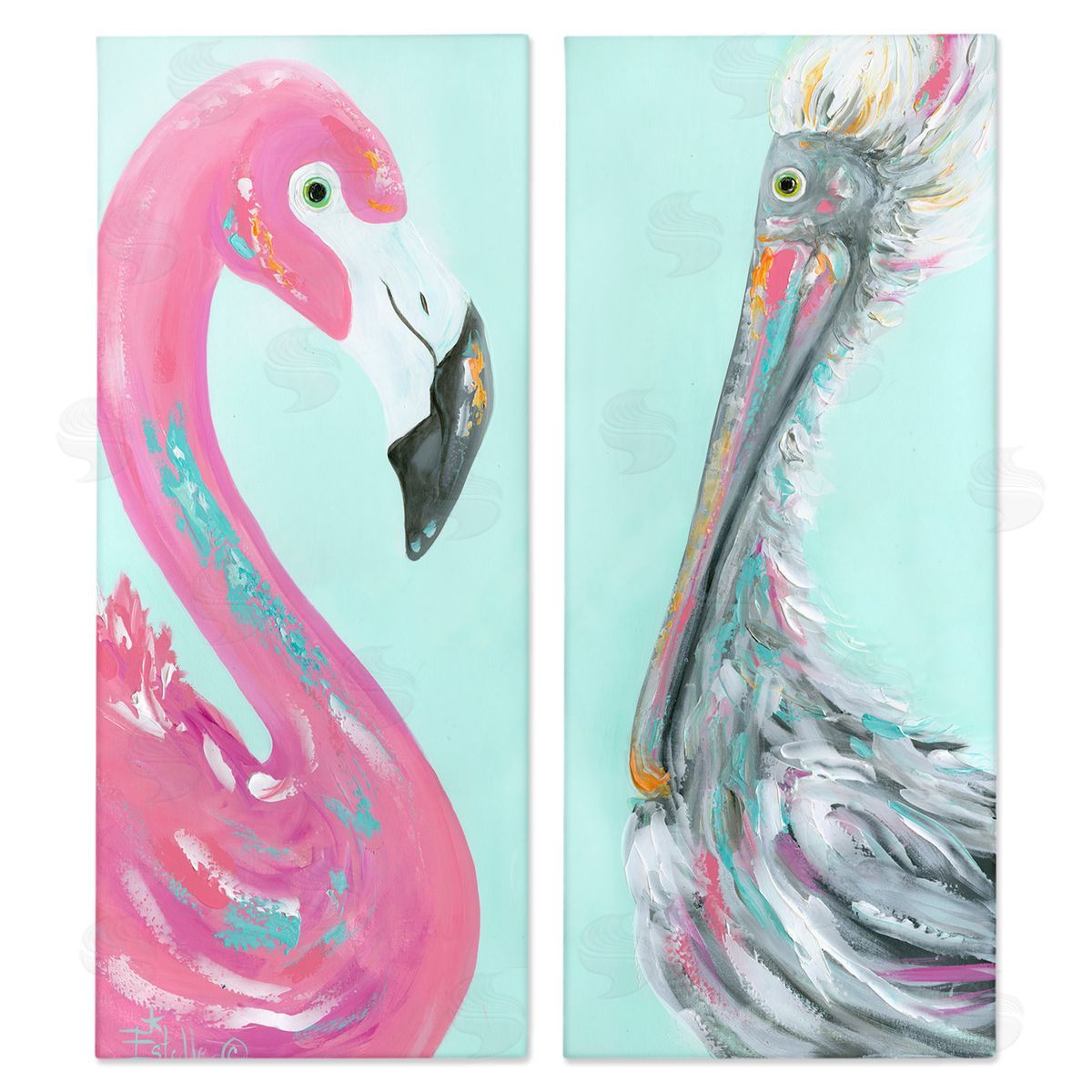 Estelle Grengs Odd Flamingo Pelican Profile Canvas Wall Art Print