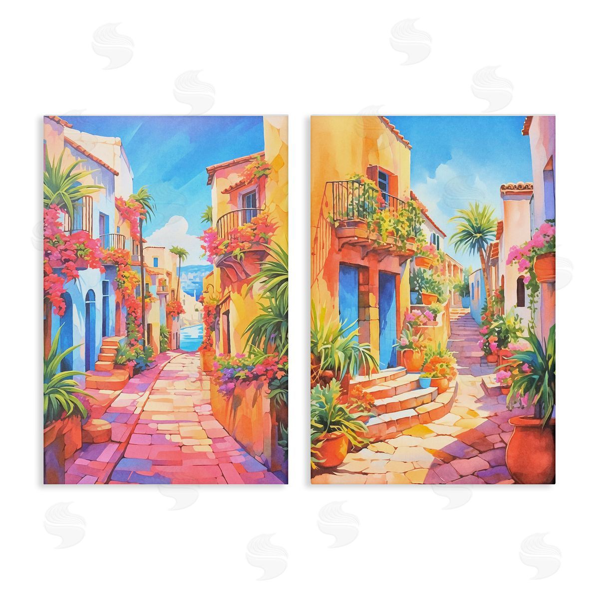 Andrea Haase Quaint Mediterranean Village Canvas Wall Art Print