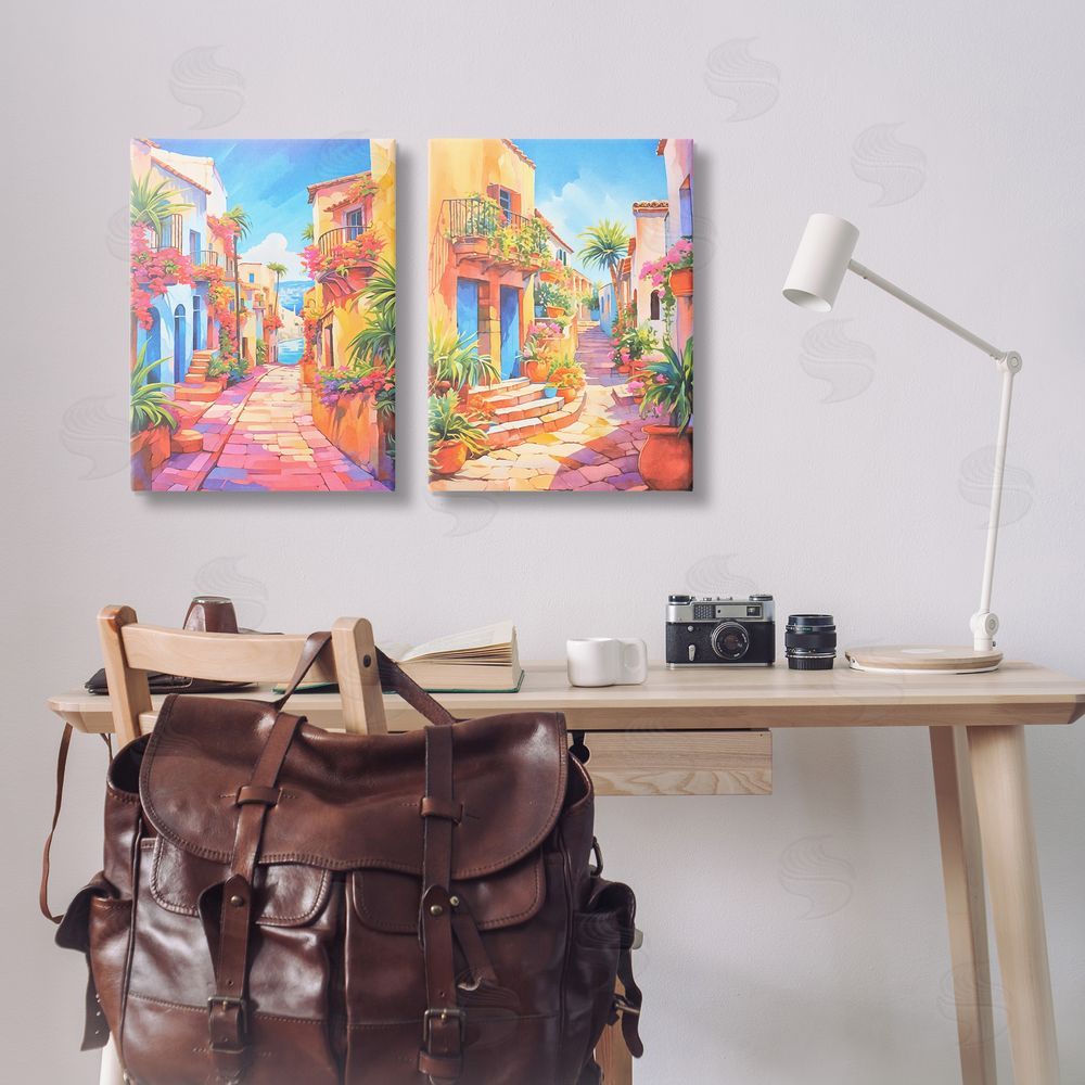 Andrea Haase Quaint Mediterranean Village Canvas Wall Art Print in Room