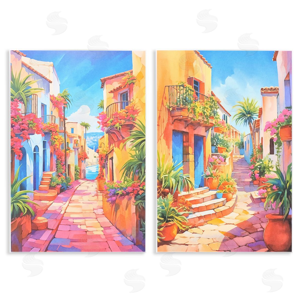 Andrea Haase Quaint Mediterranean Village Wooden Wall Plaque Art Print