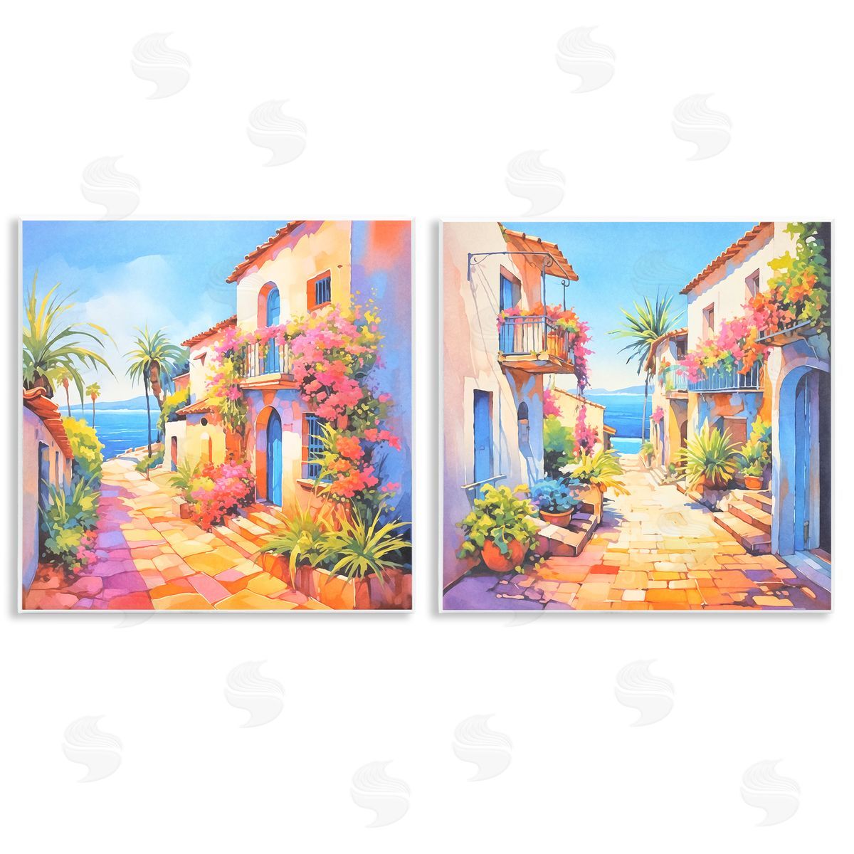 Andrea Haase Mediterranean Summer Island Vista Wooden Wall Plaque Art Print