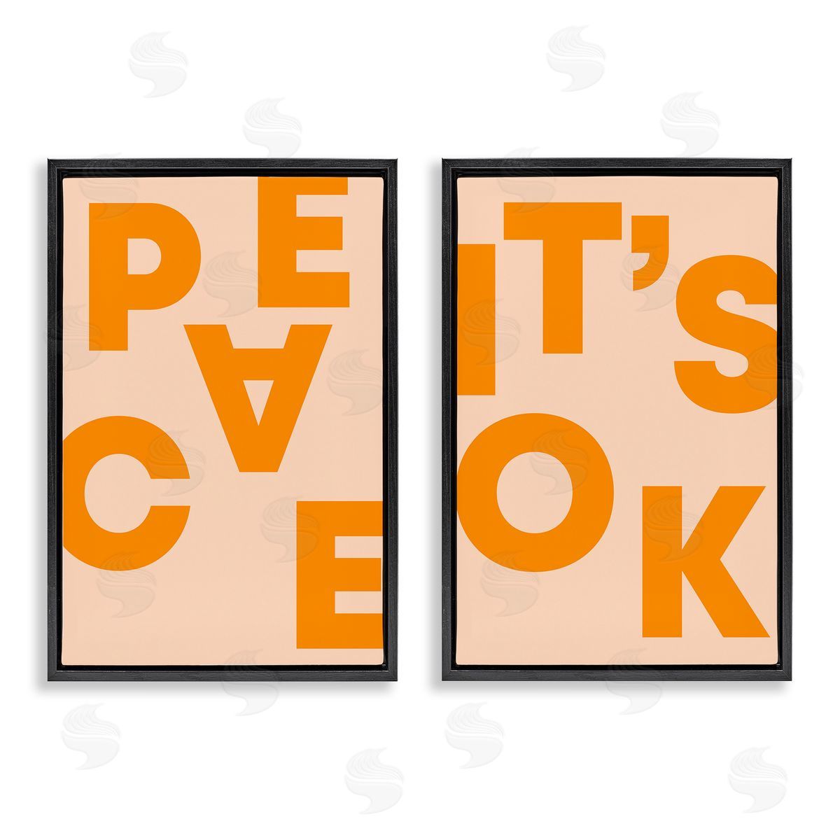 Incado Peace It's Ok Orange  Black Floating Frame Canvas Wall Art Print