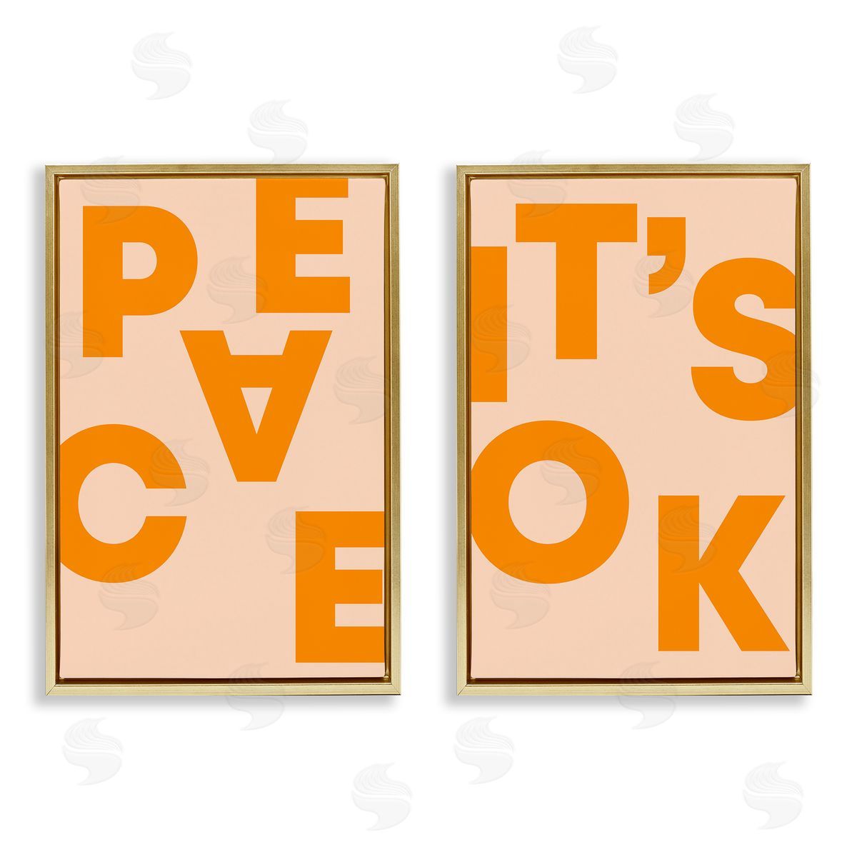 Incado Peace It's Ok Orange  Gold Floating Frame Canvas Wall Art Print