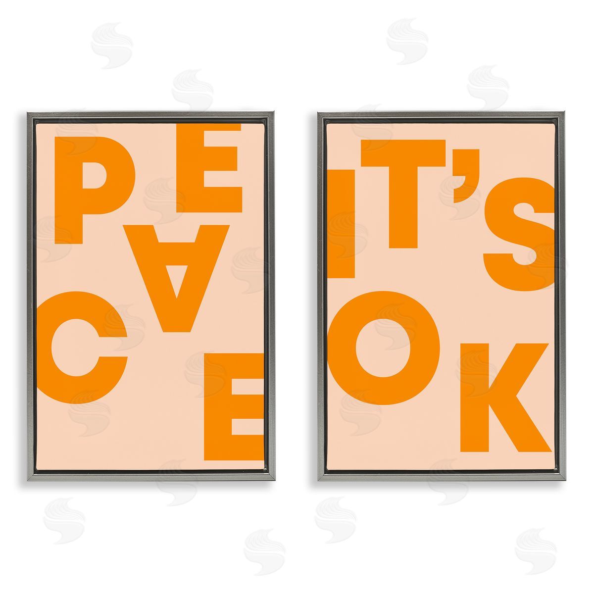 Incado Peace It's Ok Orange  Gray Floating Frame Canvas Wall Art Print