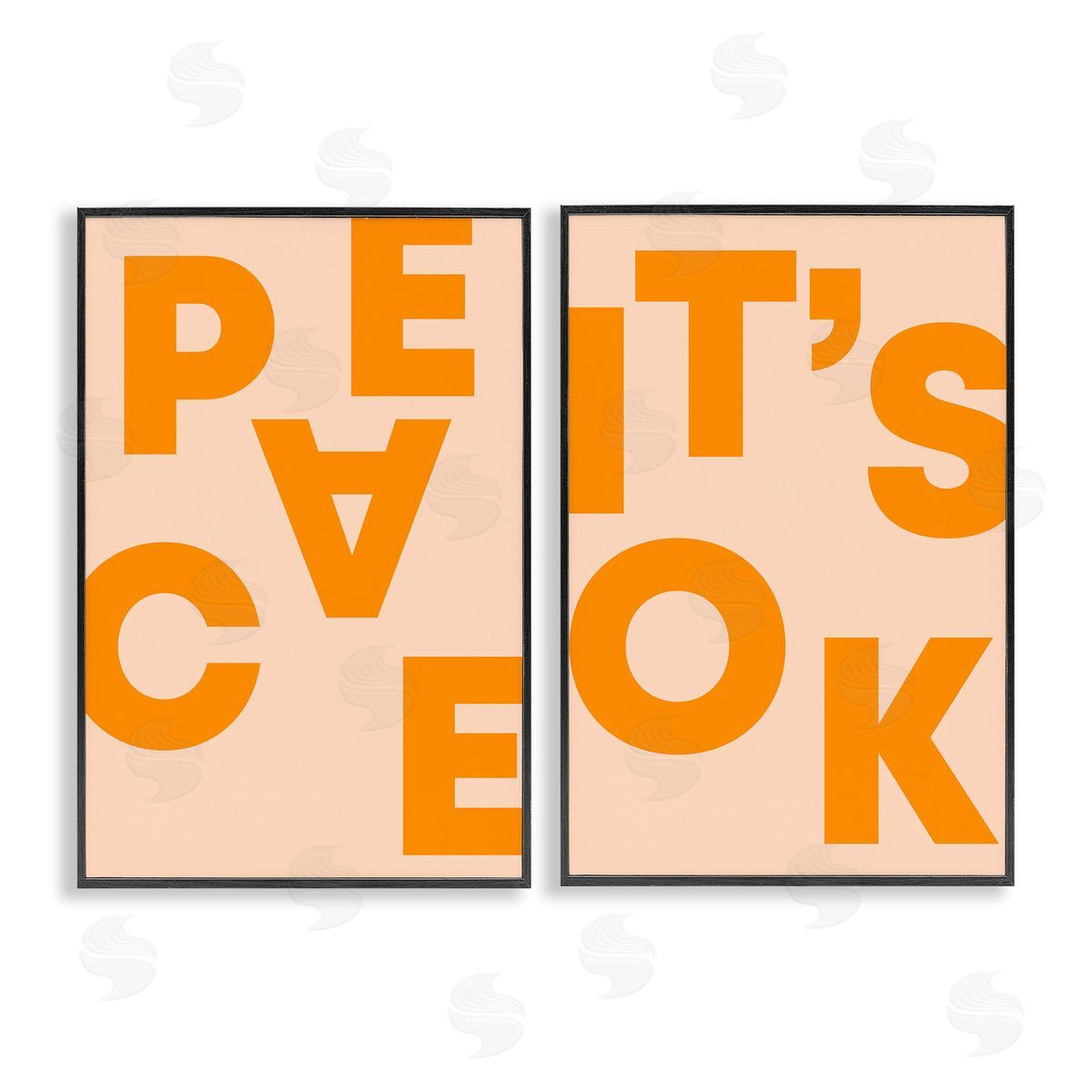 Incado Peace It's Ok Orange  Black Framed Giclee Wall Art Print