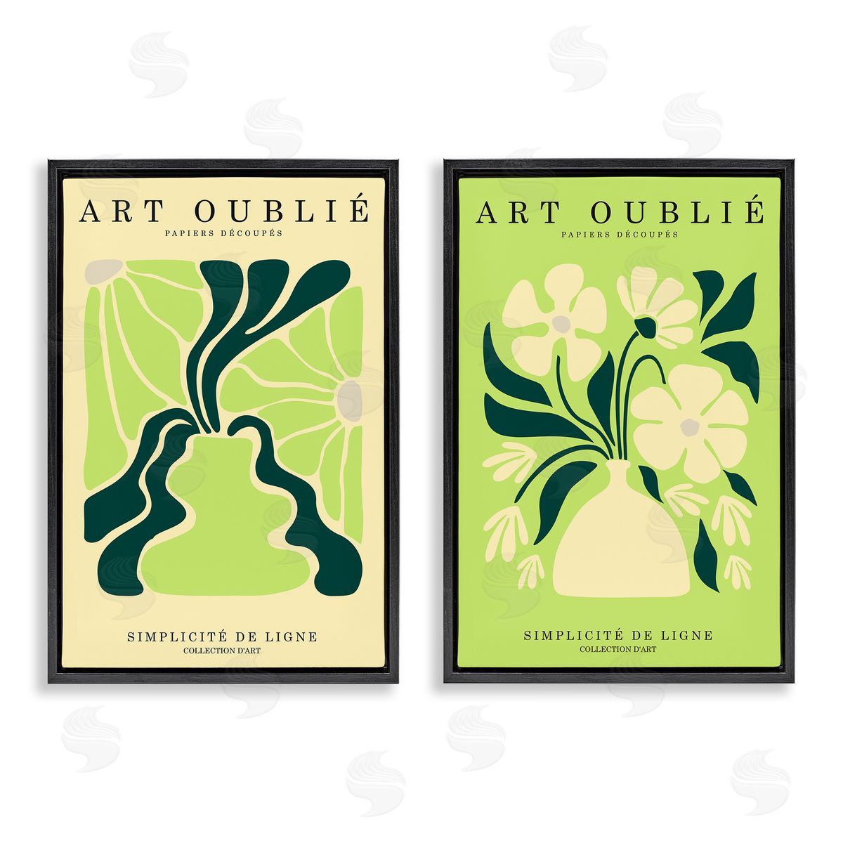 Incado Green French Museum Poster Black Floating Frame Canvas Wall Art Print