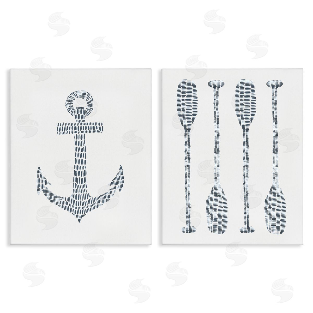 Jetty Home LLC Simple Lines Nautical Anchor Oars Canvas Wall Art Print