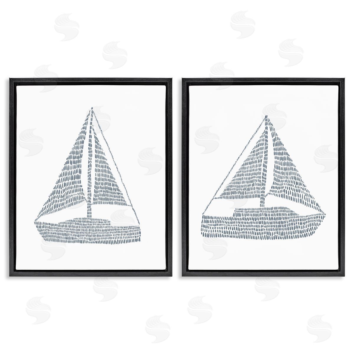 Jetty Home LLC Simple Lines Nautical Sailboats  Black Floating Frame Canvas Wall Art Print