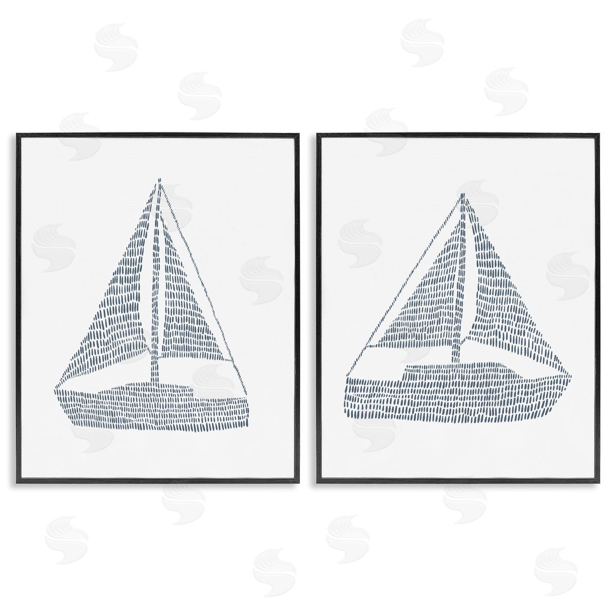 Jetty Home LLC Simple Lines Nautical Sailboats  Black Framed Giclee Wall Art Print