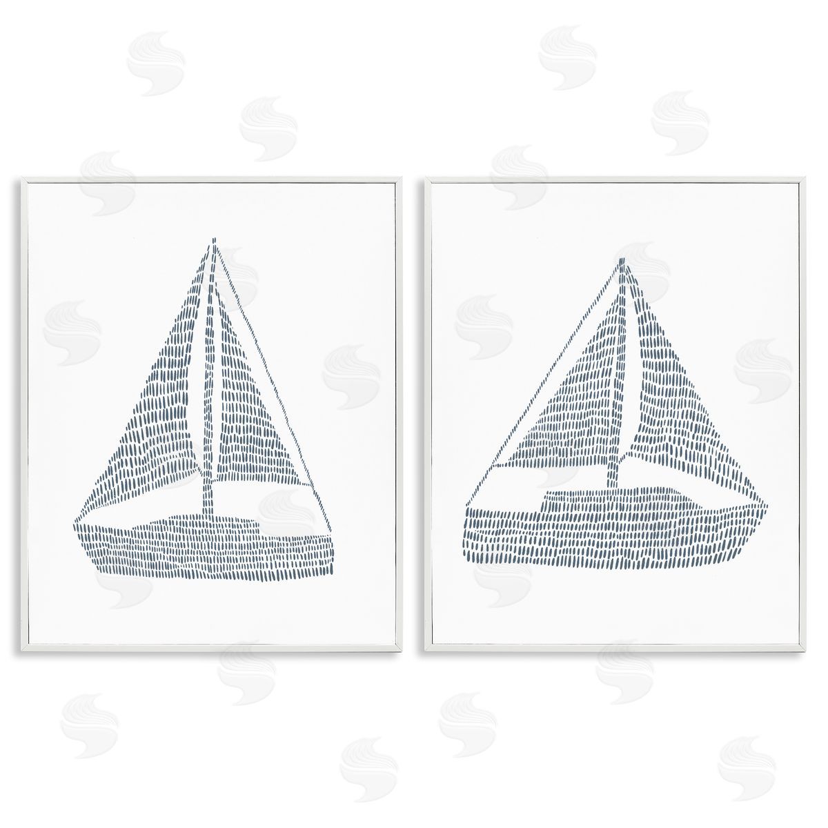Jetty Home LLC Simple Lines Nautical Sailboats  White Framed Giclee Wall Art Print