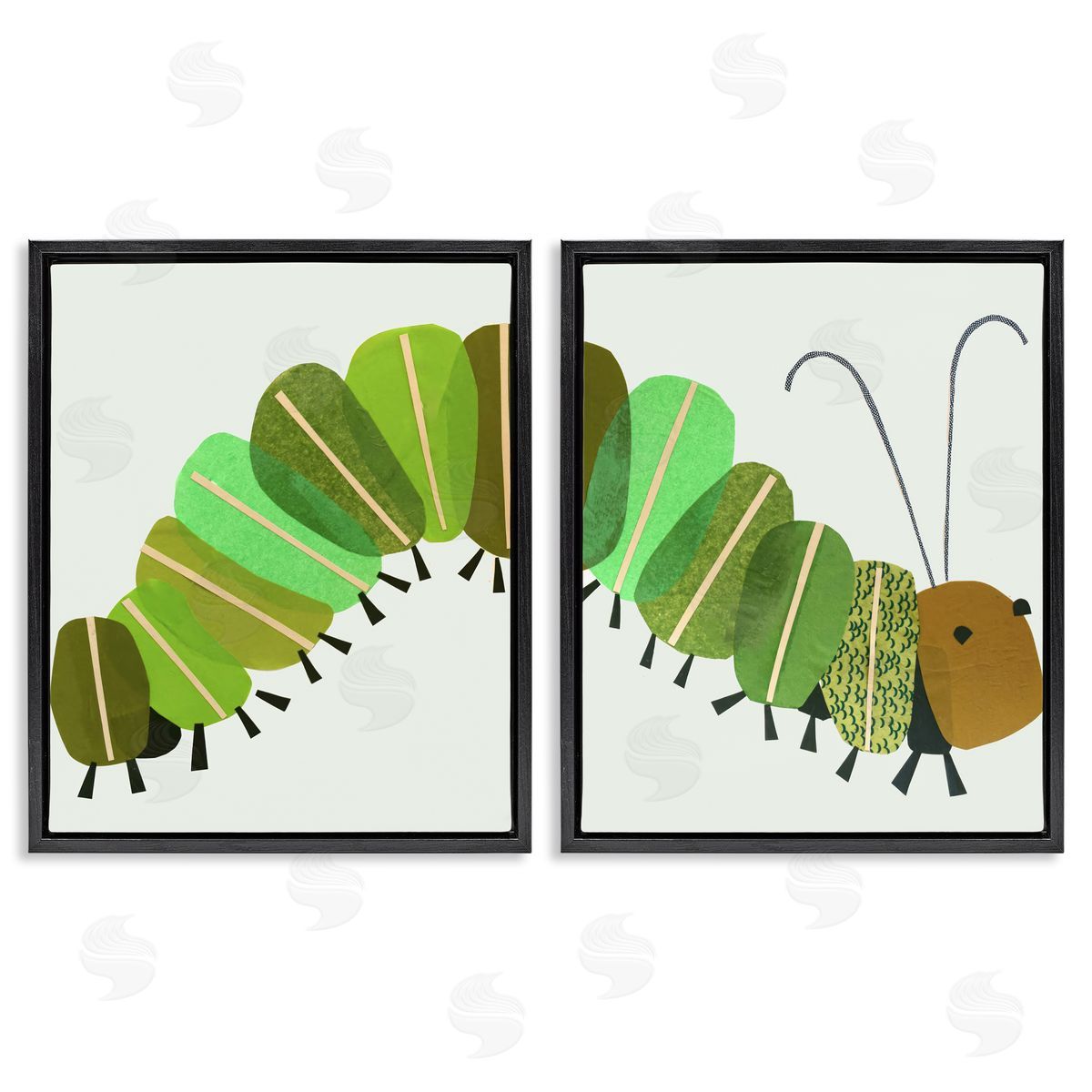 Jenny Westenhofer Cute Cozy Caterpillar  Black Floating Frame Canvas Wall Art Print