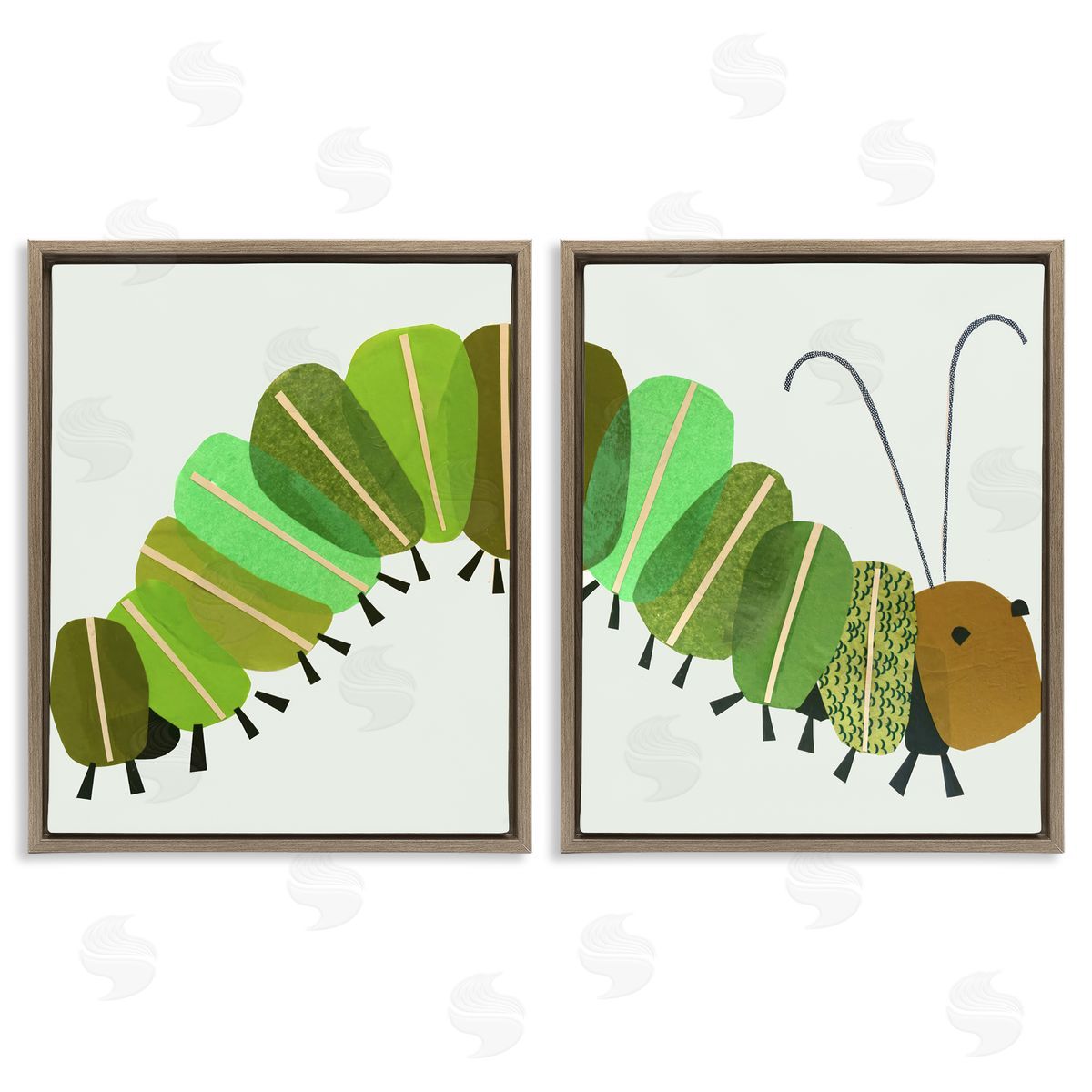 Jenny Westenhofer Cute Cozy Caterpillar  Brown Floating Frame Canvas Wall Art Print